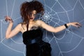 Spider girl and web Royalty Free Stock Photo