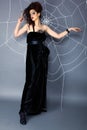 Spider girl and web Royalty Free Stock Photo