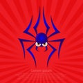Spider graphic on a red background.