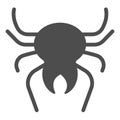 Spider, halloween spooky decoration, mite, bug solid icon, halloween concept, insect vector sign on white background