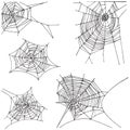 Spider hand drawn net set. Royalty Free Stock Photo