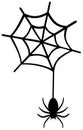 Spider hanging on spider web clipart. Vector illustration