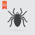 Spider icon in flat style  on grey background Royalty Free Stock Photo