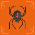 Creepy black spider vector halloween illustration