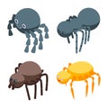 Spider icons set, isometric style Royalty Free Stock Photo