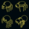 Spider icons set vector neon Royalty Free Stock Photo