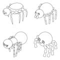 Spider icons set vector outine Royalty Free Stock Photo