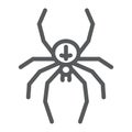 Spider line icon, animal and arachnid, halloween sign, vector graphics, a linear pattern on a white background