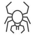 Spider line icon. Scary arachnid insect. Halloween party vector design concept, outline style pictogram on white Royalty Free Stock Photo