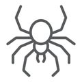 Spider line icon, spooky and animal, arachnid sign, vector graphics, a linear pattern on a white background. Royalty Free Stock Photo