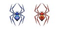 Spider logo with cross. Black spider crosspiece silhouette