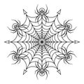 Spider mascot circle vector mandala coloring book