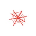 Spider Net Red Icon On White Background. Red Flat Style Vector Illustration Royalty Free Stock Photo