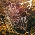 Spider network full of dew drops Royalty Free Stock Photo