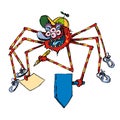 spider painter with accessories with a blue signpost Royalty Free Stock Photo