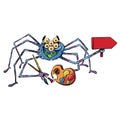 Spider painter with accessories with a signpost Royalty Free Stock Photo