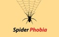 Spider phobia concept illustration with web and text banner Royalty Free Stock Photo