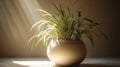 Spider Plant pot indoors with natural sunlight. Generative AI