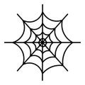 Spiderweb. Silhouette. Vector illustration. A sticky victim trap. Intricate network. Hunter`s ambush. Thin thread. Halloween