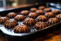 spider-shaped cookies on a baking sheet straight from the oven Royalty Free Stock Photo