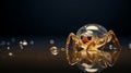 a spider is sitting on top of water droplets Royalty Free Stock Photo