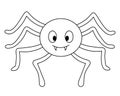 Spider. Sketch. Cute toothy. Vector illustration. Coloring book for children. Outline on an isolated white background.