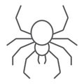 Spider thin line icon, spooky and animal, arachnid sign, vector graphics, a linear pattern on a white background. Royalty Free Stock Photo