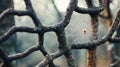A spider weaves a delicate web between tree branches Royalty Free Stock Photo