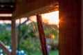 Spider web against the sky during sunset Royalty Free Stock Photo