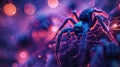Spider in Web with Bokeh Lights