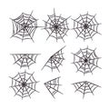 Spider web cobweb illustration for helloween decoration graphic in many form collection set