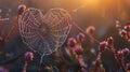 Spider web covered in dew drops in the morning Royalty Free Stock Photo