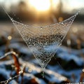A spider web covered with dew drops