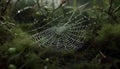 Spider web dew drop close up outdoors forest macro autumn generated by AI