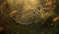 Spider web dew drop outdoors macro background autumn wet leaf generated by AI Royalty Free Stock Photo