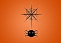 Spider on web digitally illustrated on orange background
