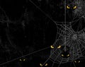Spider Web And Evil Yellow Eyes Halloween Background