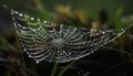 Spider web glistens with dew drops in the fresh grass generated by AI Royalty Free Stock Photo