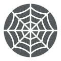 Spider web glyph icon, halloween and decoration, cobweb sign, vector graphics, a solid pattern on a white background Royalty Free Stock Photo