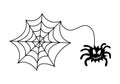Spider and web, Halloween decorations. Black silhouette