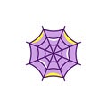 Spider web Halloween icon. Colorful flat cobweb icon, Spiderweb symbol. Thin line art design, Vector illustration Royalty Free Stock Photo