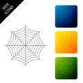 Spider web icon isolated. Cobweb sign. Set icons colorful square buttons Royalty Free Stock Photo