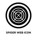 Spider web icon vector isolated on white background, logo concept of Spider web sign on transparent background, black filled Royalty Free Stock Photo