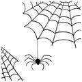 Spider web illustration with handddrawn doodle style Royalty Free Stock Photo