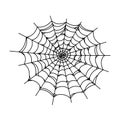 Spider web isolated on wite background. Outline cobweb for horror party designs. Sketch vector illustration Royalty Free Stock Photo