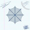 Spider web line sketch icon isolated on white background. Cobweb sign. Vector Illustration. Royalty Free Stock Photo