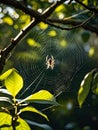 Spider And The Web In The Nature Place Royalty Free Stock Photo