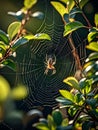 Spider And The Web In The Nature Place Royalty Free Stock Photo