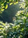 Spider And The Web In The Nature Place Royalty Free Stock Photo