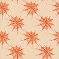 Spider web seamless pattern, Halloween orange background Royalty Free Stock Photo
